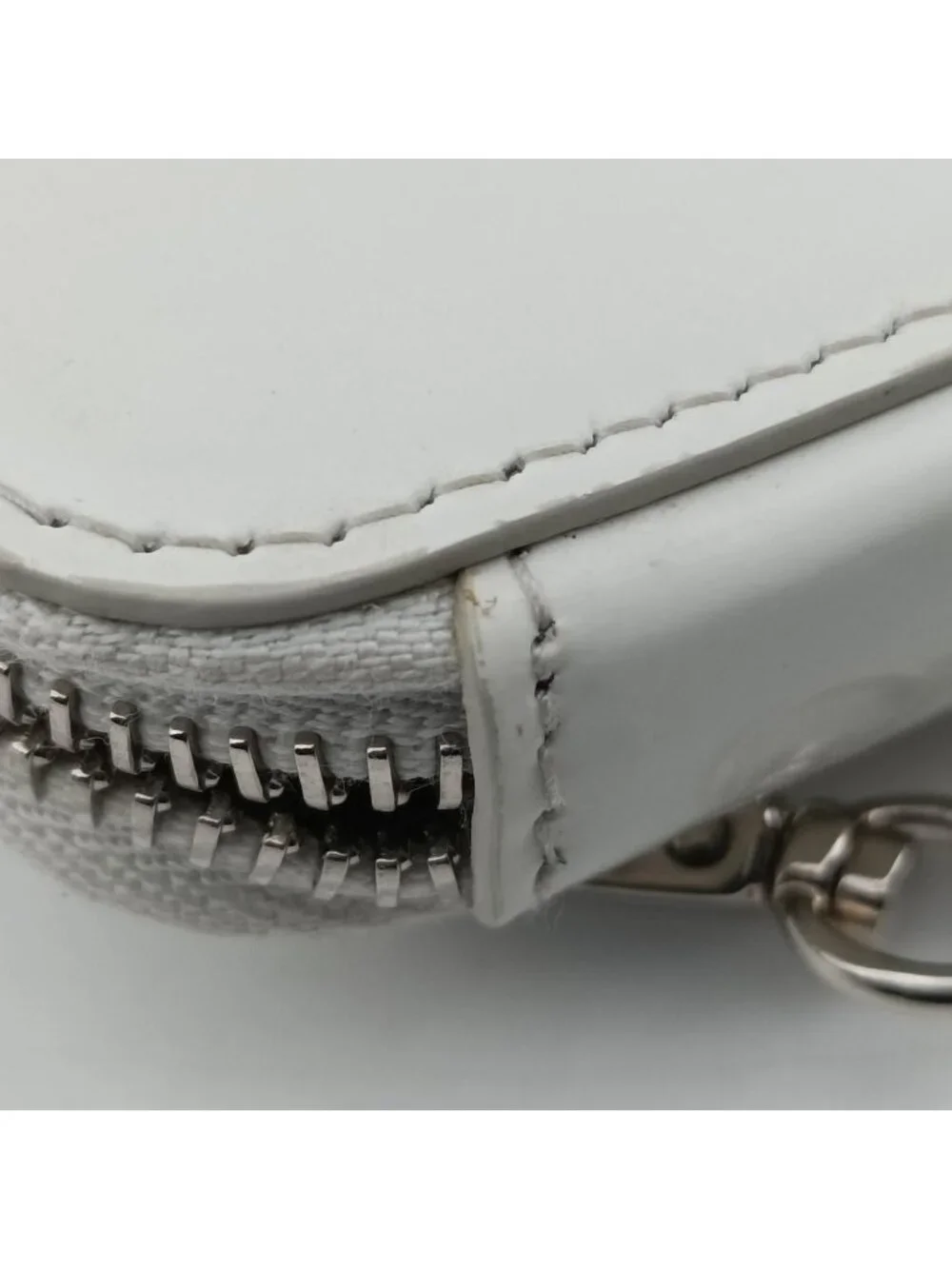 Prada Triangle Chain Pouch White Leather